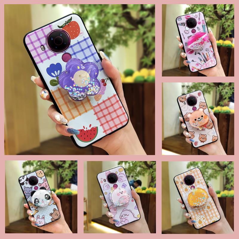 Quicksand Kickstand Phone Case For Nokia 5.4 Phone Lens Protection Cartoon Soft Case Dirt-resistant Durable Protective