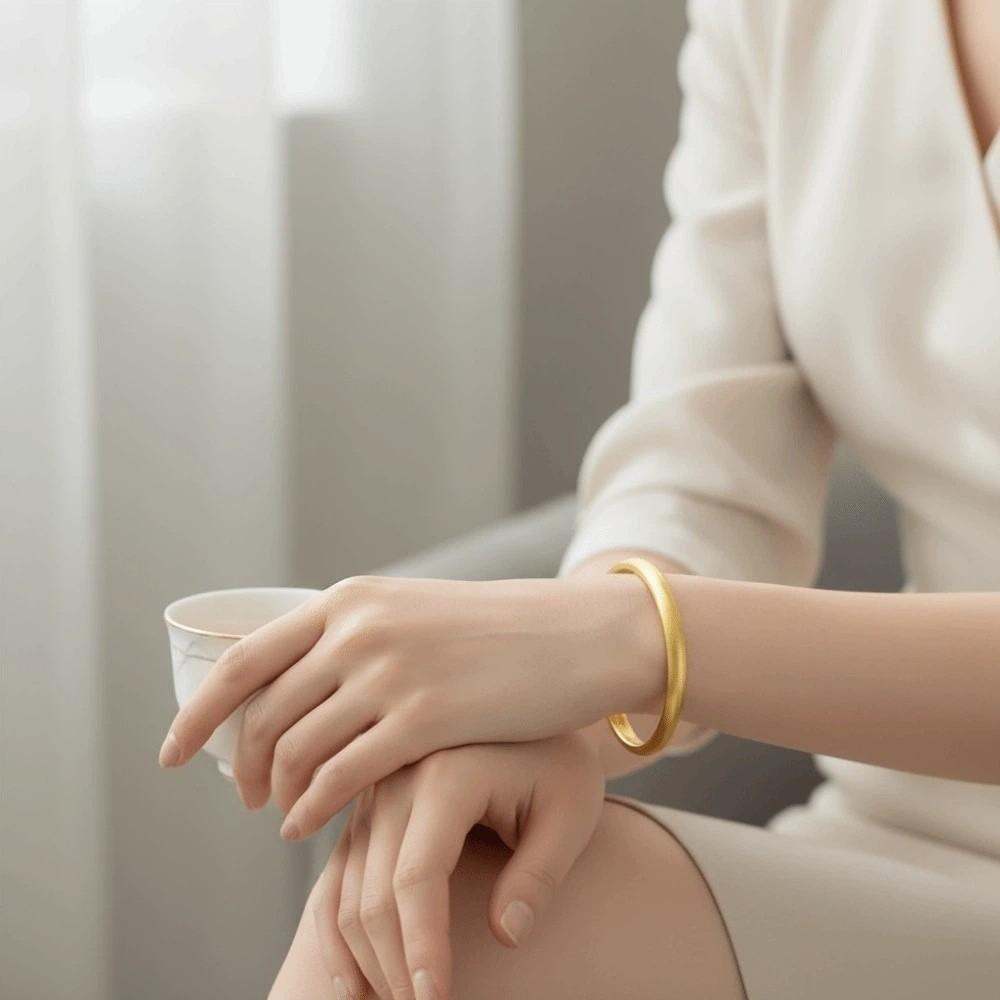 Waterproof Opening Brushed Bangle with Ripple Pattern Silver Wrist Circle Cat's Eye Bracelet Women