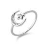 VENTFILLE Silver Color Star Moon Love Ring for Women Girl Gift with Crystal Adjustable Party Jewelry Wholesale Dropship