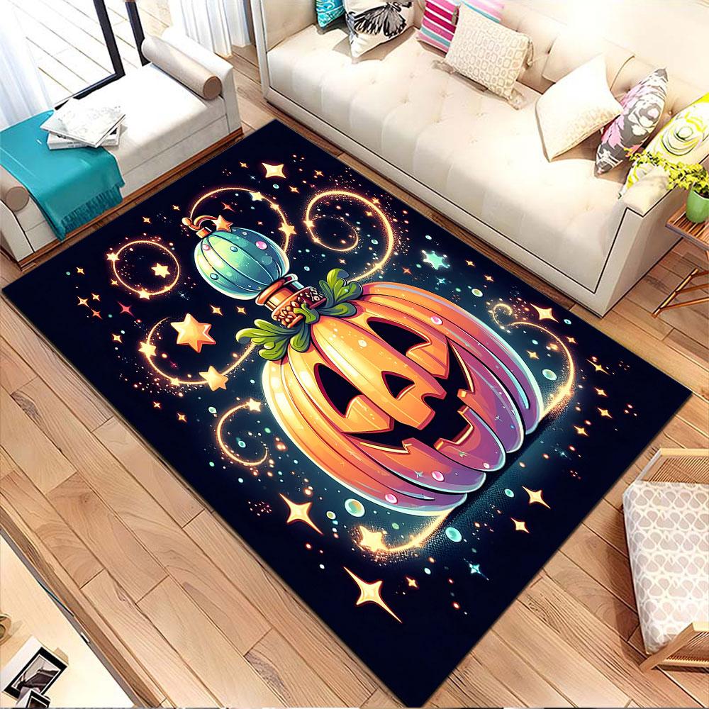Enchanted Pumpkin Magic Patterned Carpet, Non Slip Mat Suitable for Living Room and Bedroom Sofas