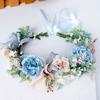 Blue Flower Hair Wreath Headband Crown Garland with Adjustable Ribbon Festivals Wedding Party Headpiece for Women Girl