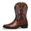 Trendy Men's High-Heeled Embroidered Chelsea Boots - Versatile Western Cowboy & Motorcycle Style