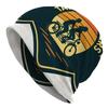 1 Men'S Street Style Cycling Theme Knit Hat - Retro Silhouette Tandem Bicycle Pattern, Durable Knit Fabric, Comfortable Elastic Fit, Casual Outdoor Ha