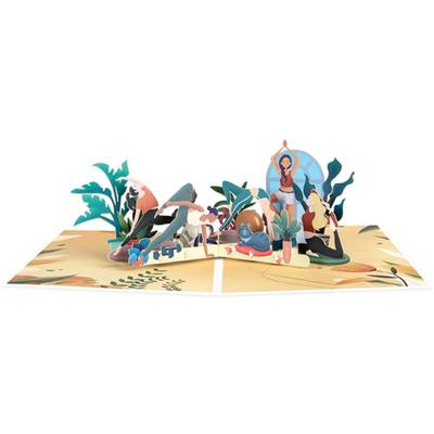 3D Popup Yoga Grußkarte Handgefertigte Papier Schnitzereien Grußkarten mit Umschlägen für Geburtstag Feiertag Geschäftsgeschenk