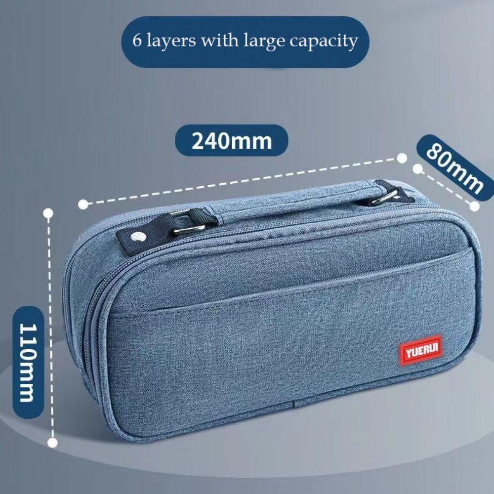 Multi Layer Partition Stationery Bag Large Capacity Pen Bag Simple Pencil Case