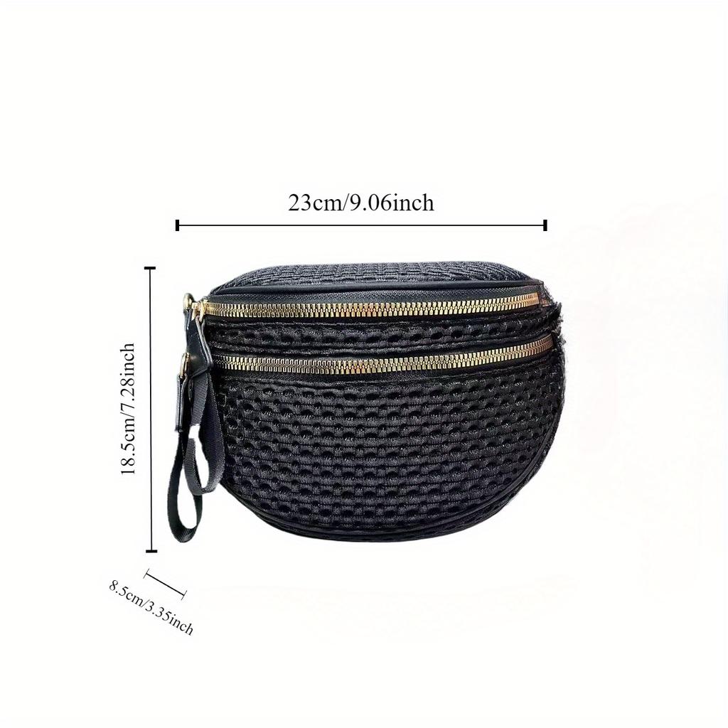 Ladies' Fashionable Mesh Lightweight Crossbody Bag with Multiple Zippers, Casual and Versatile Crossbody Single Shoulder Handbag