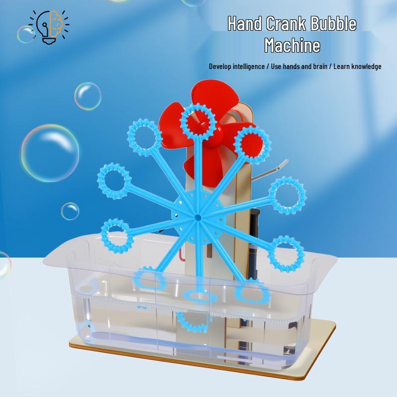 DIY Hand-Crank Bubble Machine Kit: Fun Science Experiment Model See packaging