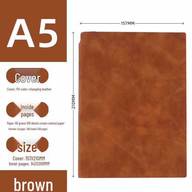 

Блокнот формата А5 из овчины с ПУ держателем для ручки - Блокнот для бизнеса из мягкой кожи, с возможностью нанесения логотипа A5 коричневый