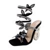 Ladies Serpentine Winding Belt Roman New Rhinestone Butterfly Special-shaped Heel Super High Heel Sandals