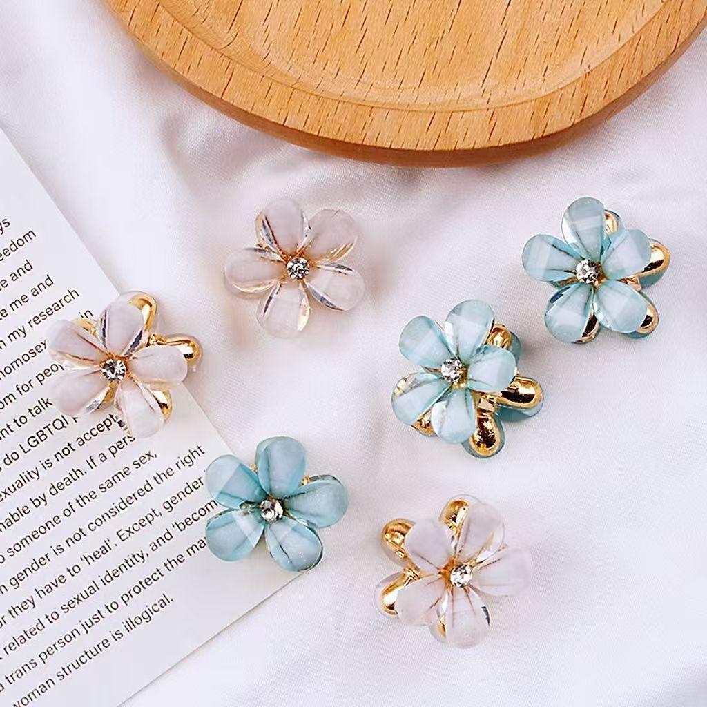 Women Girl Mini Hair Claws Flower Alloy Cute Hairpin Kids Sweet Hair Accessories Spring Clip