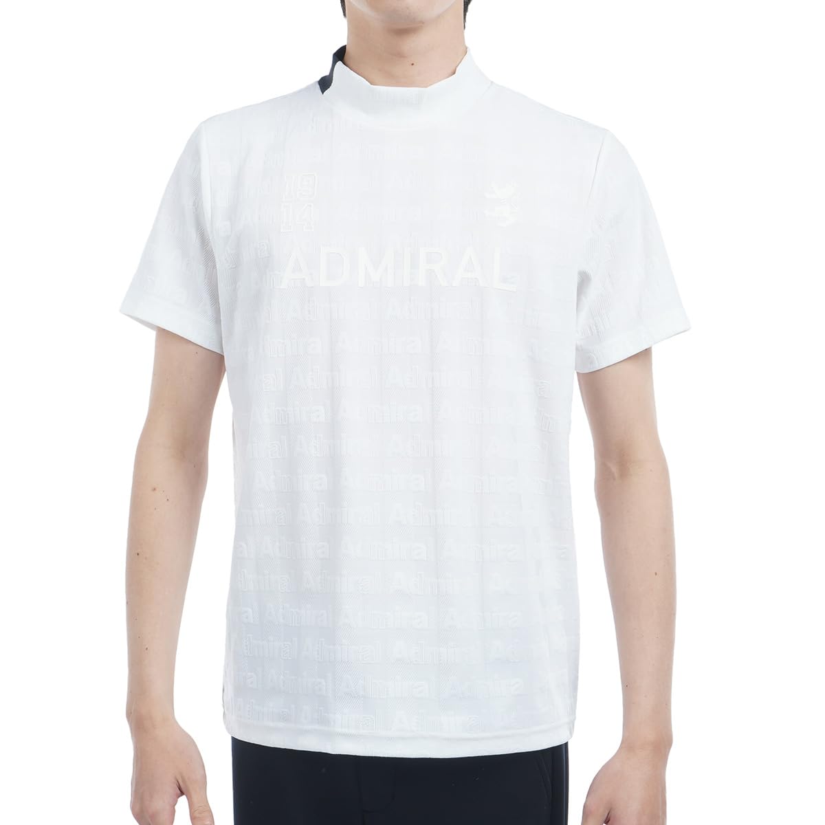 

Admiral Golf ADMA501 Men s Classic Striped Jacquard Mock Neck Shirt, White