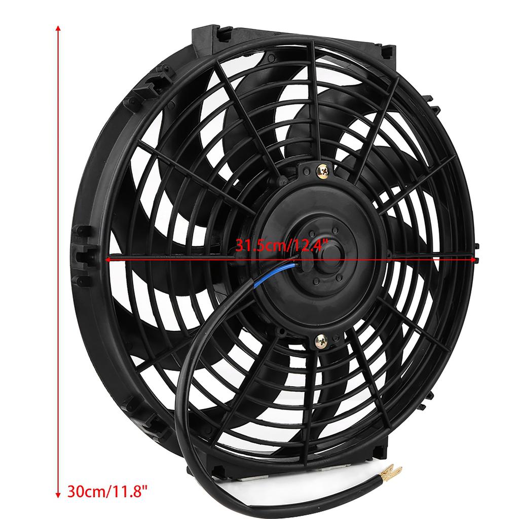 12 Inch Universal Car Slim Push Pull Electric Engine Cooling Fan 12V with Mounting Kit