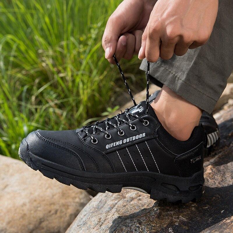 Men 'S Climbing Hiking Shoes Couples Winter Casual Sneakers With Fur Mens Outdoor Rubber Trekking Shoes Non -Slip Trainers Leather