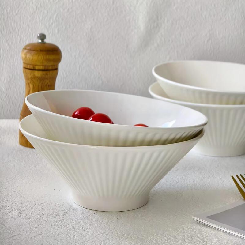Pure White Ceramic Douli Noodle Bowls (Set of 6)
