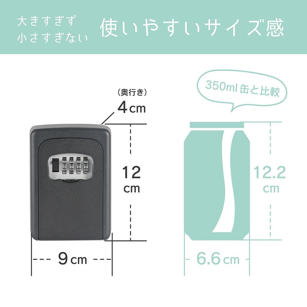 Carl Office Key Box, Key Storage, Anti-Theft, Japanese Manufacturer, 4-Digit Combination Lock, Wall-Mounted, Black, CKB-S02-K