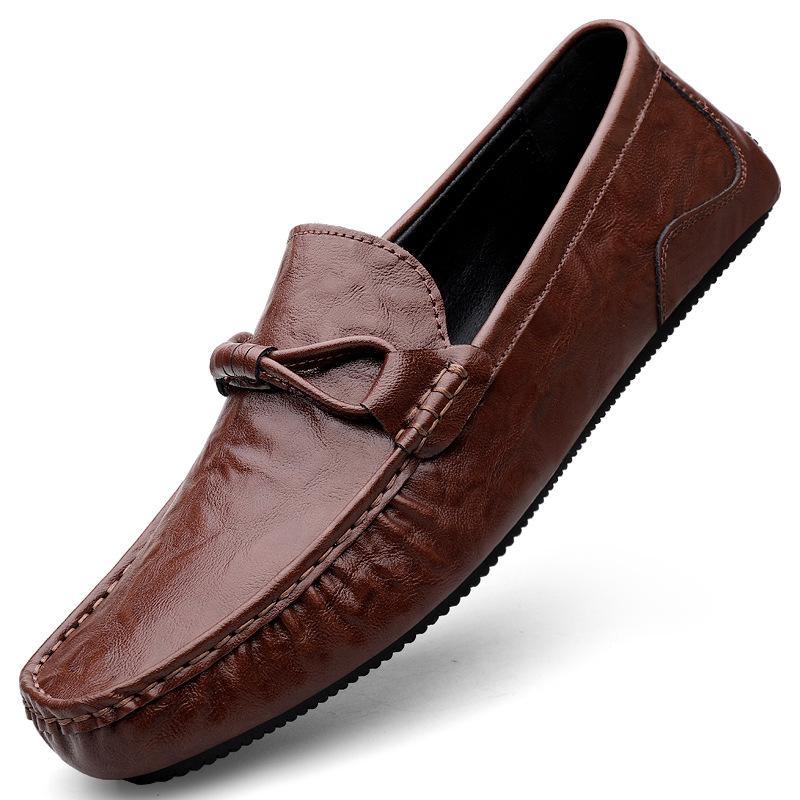Fashion Cowhide Breathable Men's Casual Leather Shoes Soft Soled Men's Driving Shoes Loafers