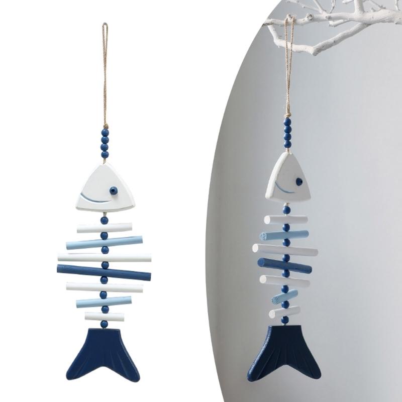 Fish Bone Wind Chimes,Wood Wind Bells for Outside,Fish Windchime,Outdoor Hanging Decors for Patios,Garden,or Cabin Gift