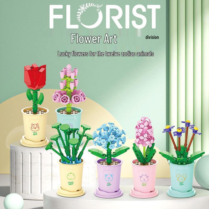 Eternal Flower Building Blocks - Compatible Lego Educational Toy for Kids, Office Decor, and Gifts