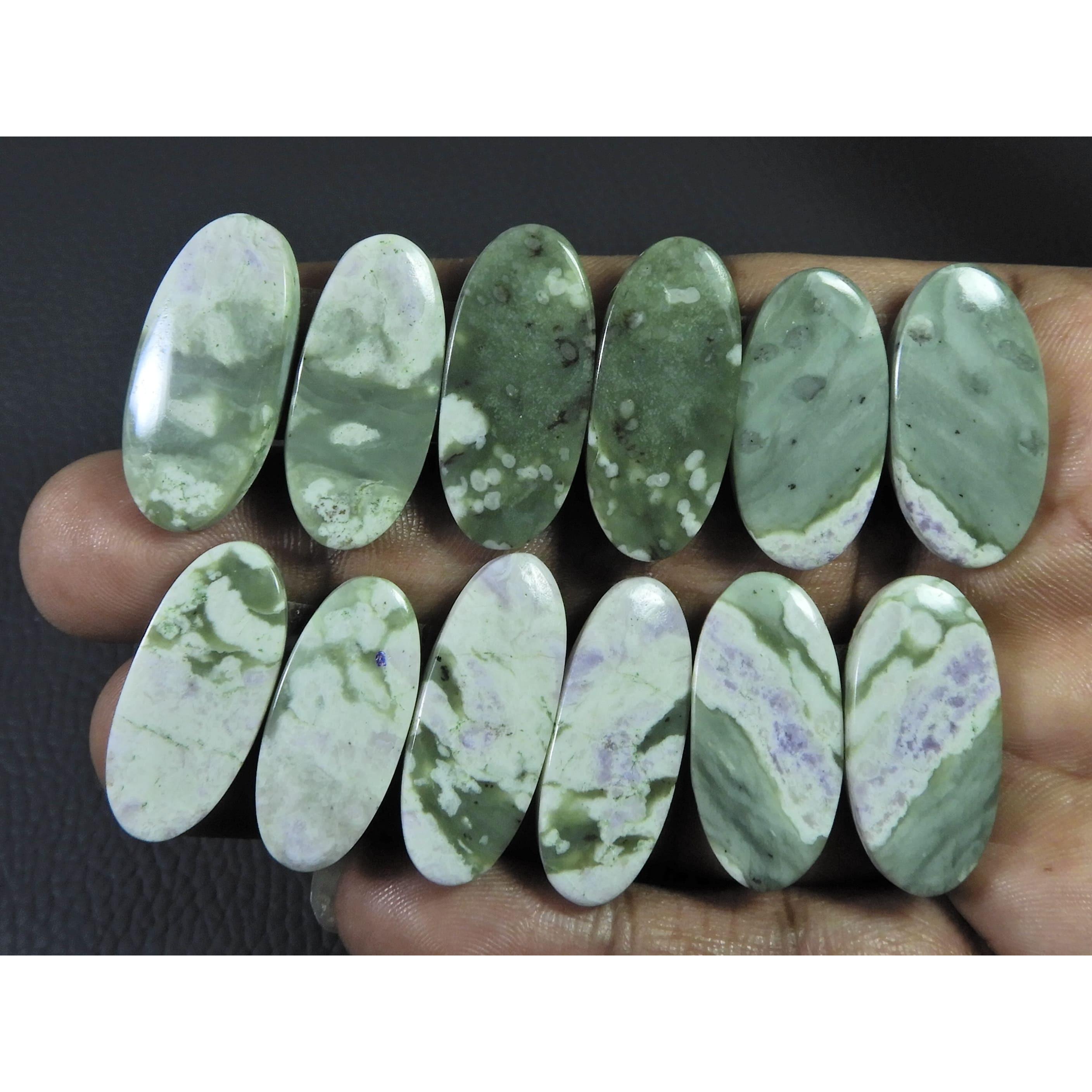 

26-29 MM Natural Peace Jade Matched Pair oval Cabochon Gemstone 6 Pair Lot C-779