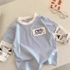 Kids Long Sleeve Mock Two Piece Top for Boys and Girls Soft Comfortable Spring Autumn Wear