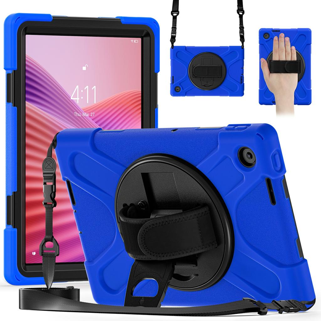 For Lenovo Tab 10.1 (2025) TB311XU/Zhaoyang K10C Kickstand Case TPU PC Silicone Tablet Cover with Shoulder Strap