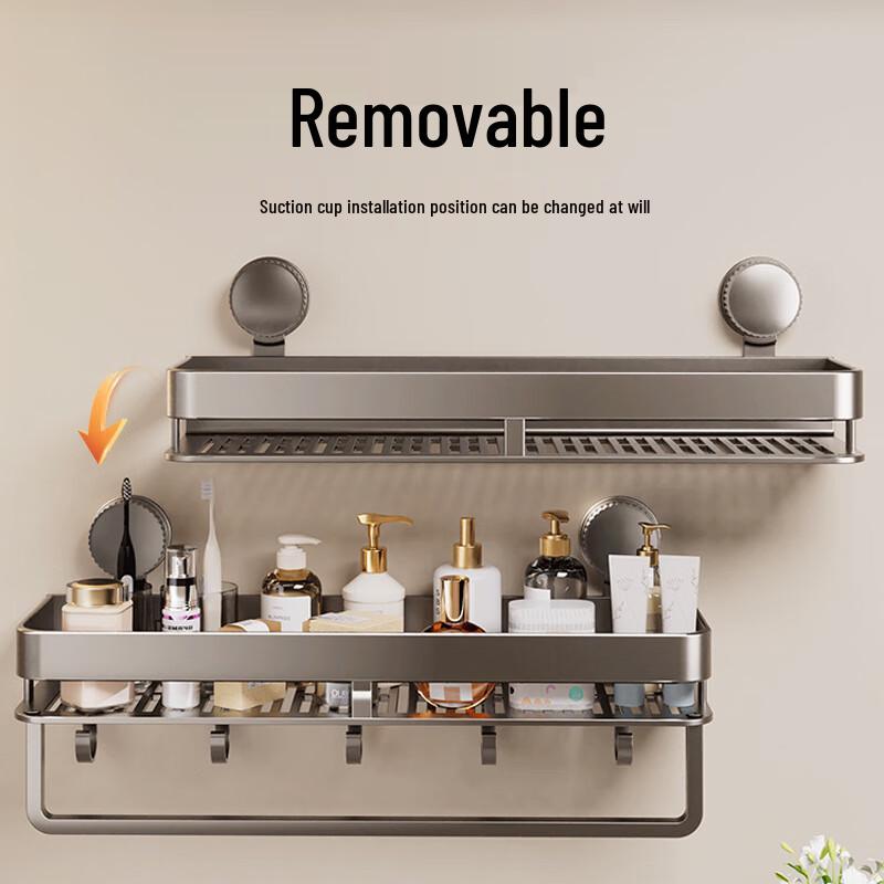 Weipeluo Double-Layer Bathroom Storage Shelf with Hooks and Rod