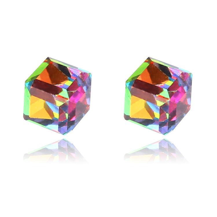 

Classic Female Earrings Stainless Steel Square Cube Zircon Crystal Magnet Small Earrings for Women Earrings Brincos