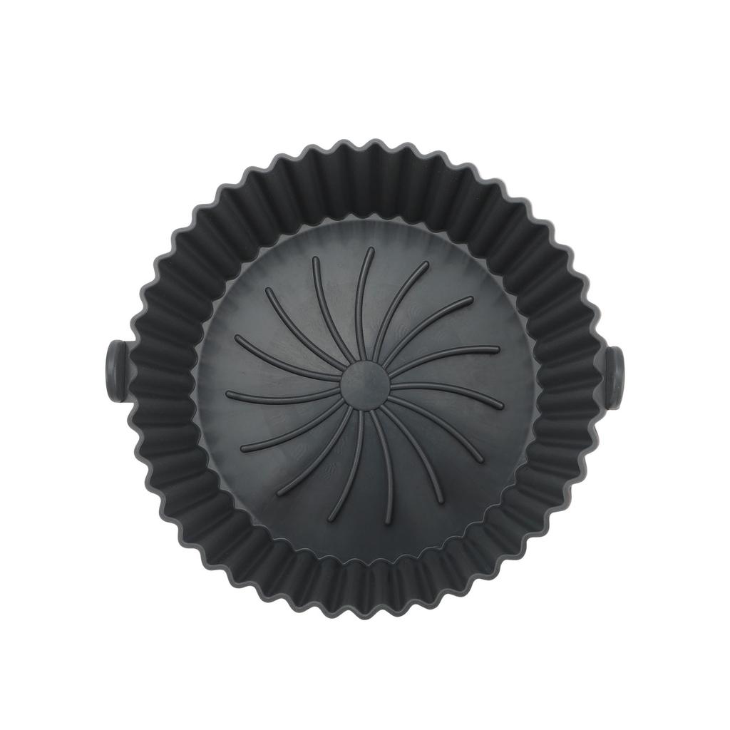Grey 8.7 Inch Silicone Air Frying Liner Heat Proof Safe Reusable Round Shape Air Frying Basket Silicone Mat Bowl for