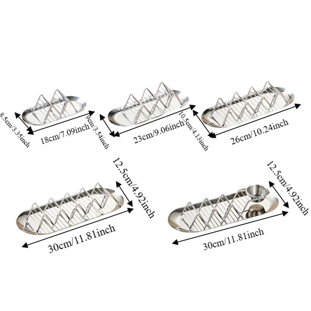 W-shaped Taco Stand with Tray Rust-proof Pancake Display Tray Stainless Steel Taco Holder Baking