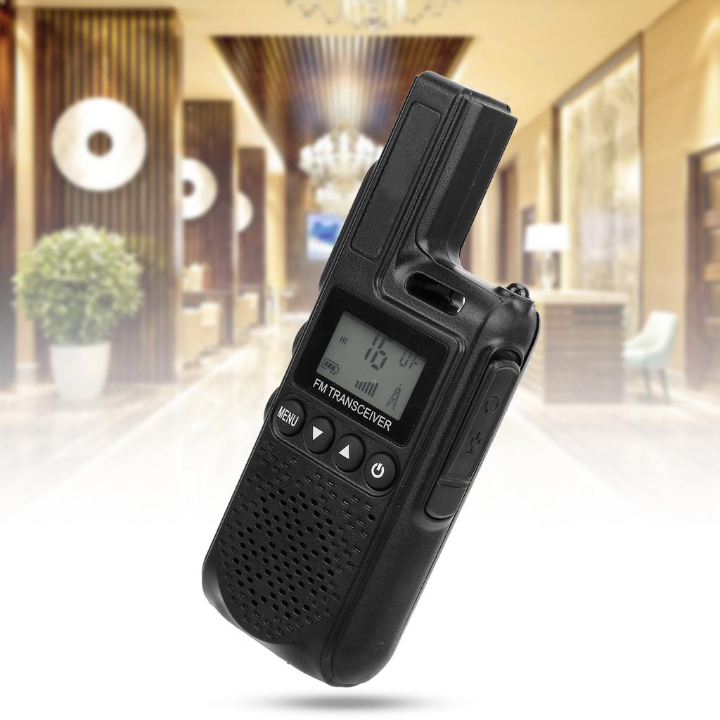 Handheld Mini Walkie Talkie 99-Channel Portable Long Range 2 Way Radio for Hotel  Black