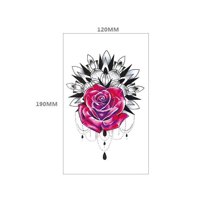 Waterproof Tattoo Sticker Girl Colored Rose Lotus Bohemian Brahma Totem Chest Back Cover Tattoo