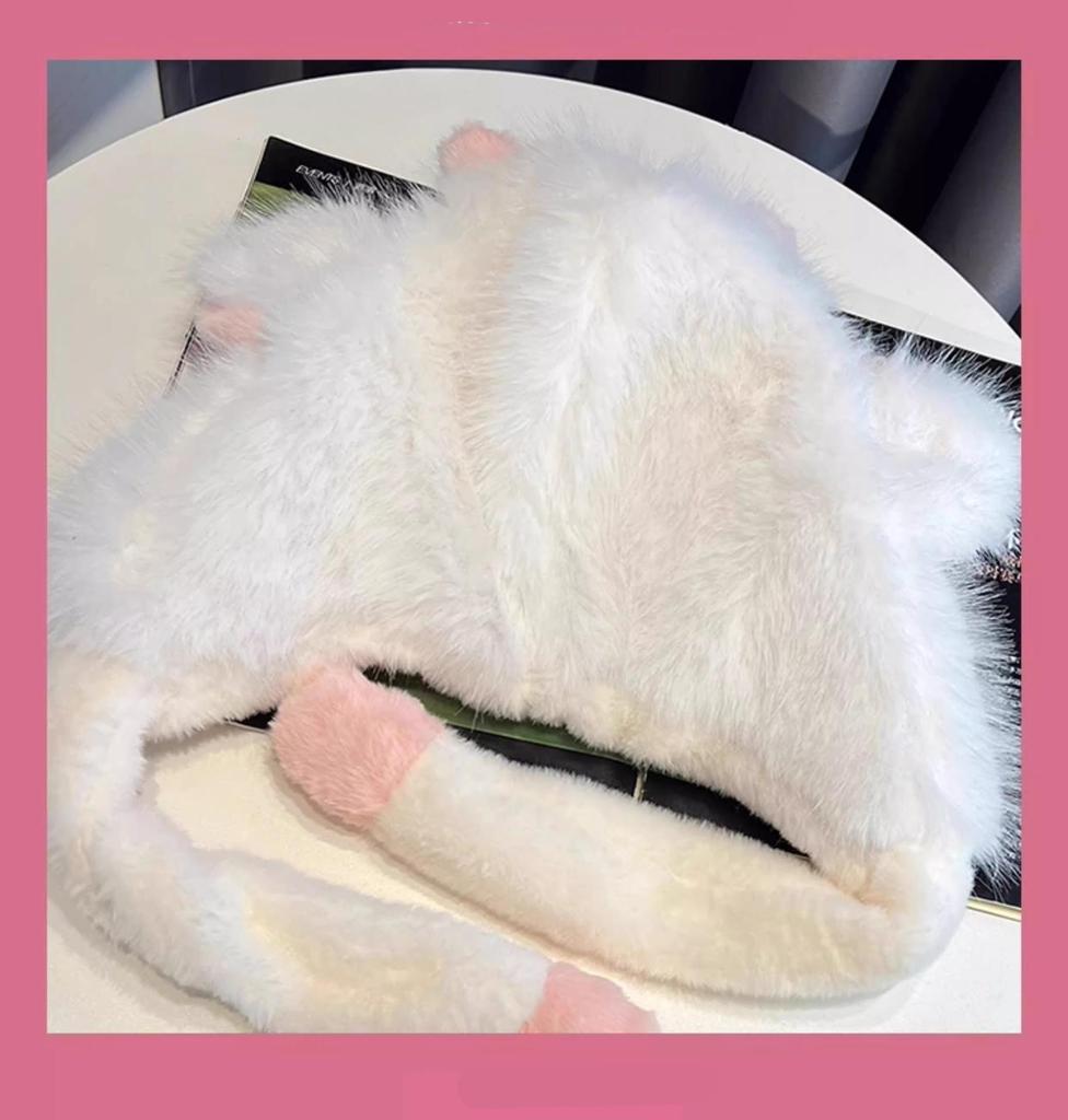 Lamb Plush Women’s Winter Hat with Moving Cartoon Ears – Warm & Cute Ear Protection