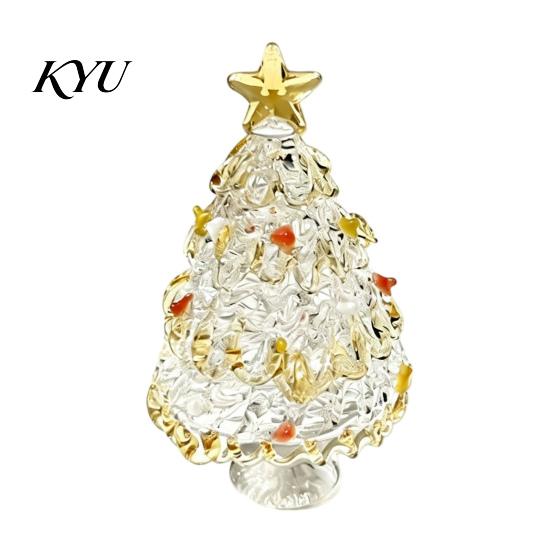 Unique Christmas Gifts for Friends Glazed Tree Figurine, Glass Pulled Wire Desk Decor, Desktop Decor Mini Holiday Tabletop Ornament Car Home,