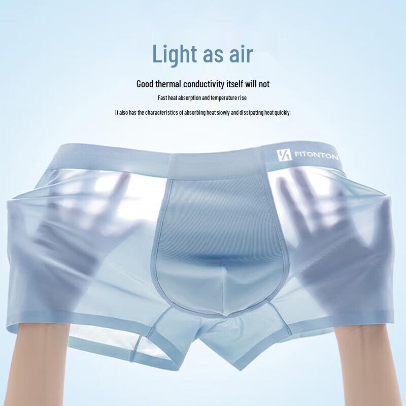 FitonTon Men's Ice Silk Antibacterial Boxer Briefs 4-Pack