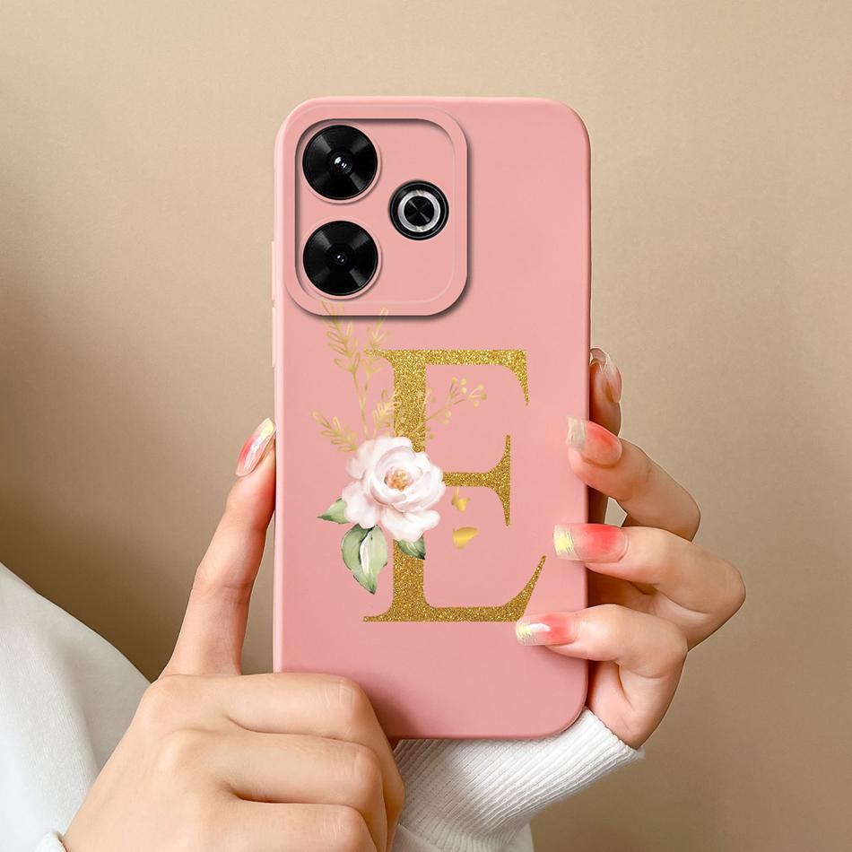 Elegant Case For Redmi 13 4G Personalized Letter Soft Liquid Silicone Protective Phone Cover For Xiaomi Redmi13 Shell Funda Capa