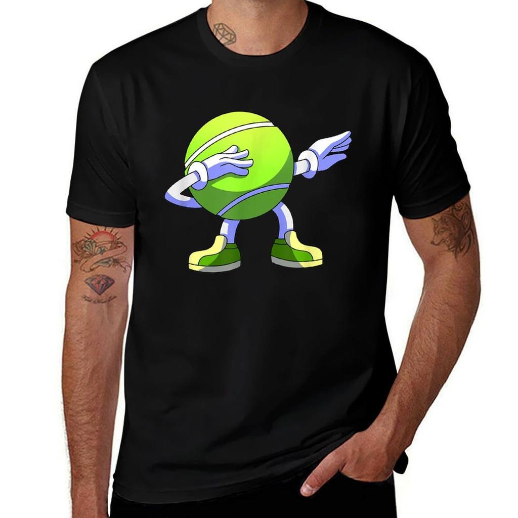 Dabbing Tennis Ball Funny Tennis Player TShirt Casual Lightweight Short Sleeve Top