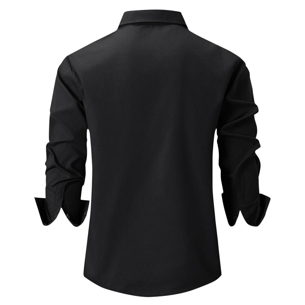 Pánská podzimní ležérní volná košile s dlouhým rukávem a knoflíky, colorblock