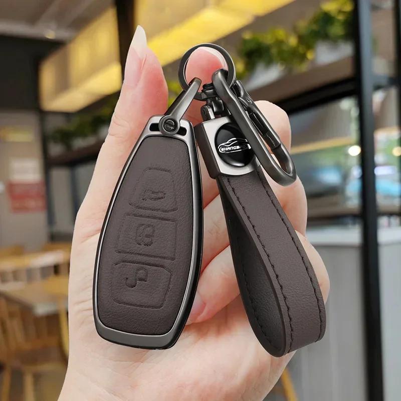 Zinc alloy leather Car Key Shell Case Fob For ford Fiesta Focus Mondeo C-Max B-Max Kuga Smart Key Cover 3 buttons auto parts
