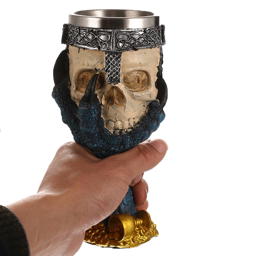 

3D Череп Голова Нержавеющий Кубок Коготь Вино Пиво Декоративная чашка Паб Крафт Синий