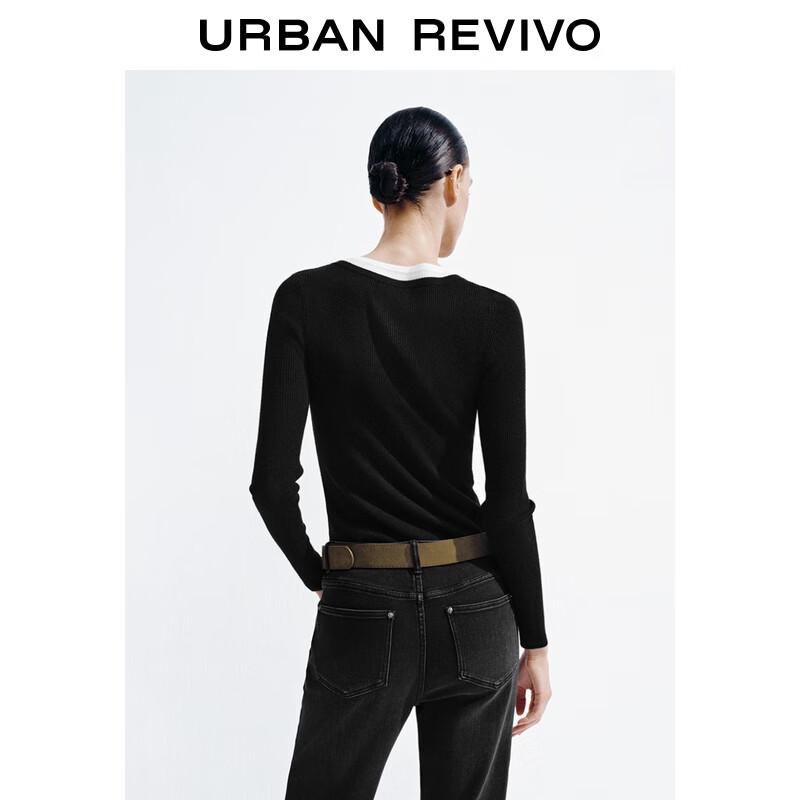 UR2025 Women's Color Block Faux Two-Piece Knit Top