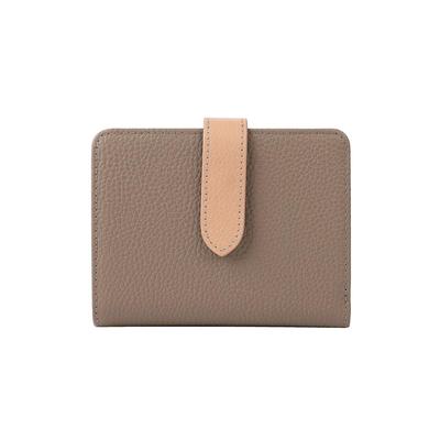 Lizdays Damplånbok, Liten, Dubbelvikt, Äkta Läder, Stor Kapacitet (Grå BeigeRosa Beige)