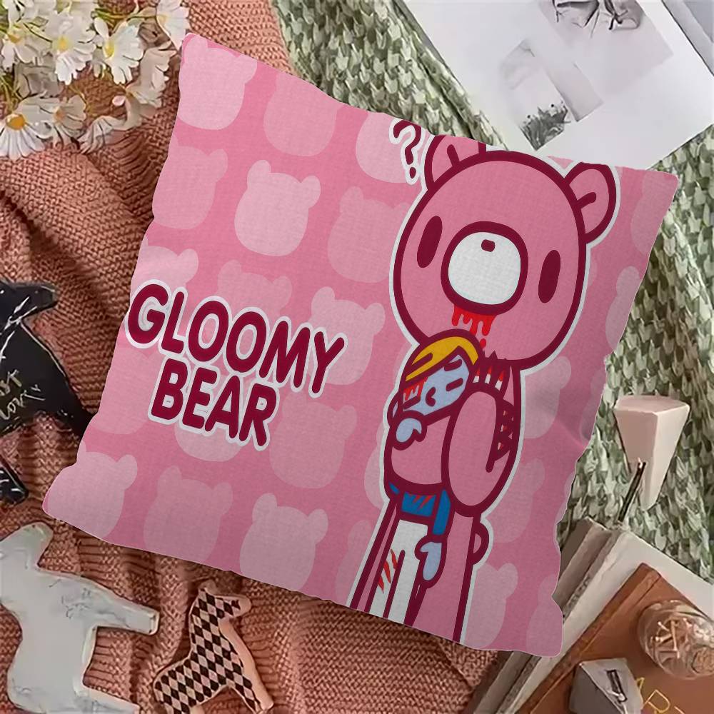 G-Gloomy Bear Cartoon Maple Design Cushion Cover Happy Autumn Harvest Decor Holiday Decorati Pillow Cover
