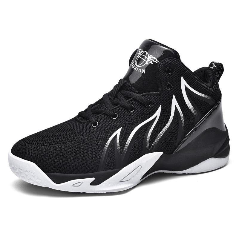 Men's shoes basketball shoes autumn and winter new high-top fly-woven breathable non-slip wear-resistant sports shoes men's running casual shoes