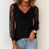 New Spring Summer Women's Lace Spliced Nine-quarter Sleeve Cowl Neck Top T-shirt Casual Women's Blouse For European American