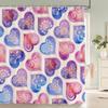 1 Pcs Pink Love Pattern Polyester Shower Curtain Waterproof Fabric Valentine'S Day Bathroom Partition Curtain With Hooks