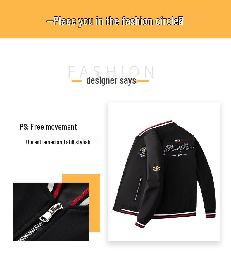 European Style Spring Luxury Baseball Jacket with Earth Embroidery Men's Casual Fashion Trend
