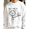 Sweatshirt for Men, Casual Streetwear Funny Brain Stick Figure Print Pullover, Unisex Daily Wear Gift for Him Her