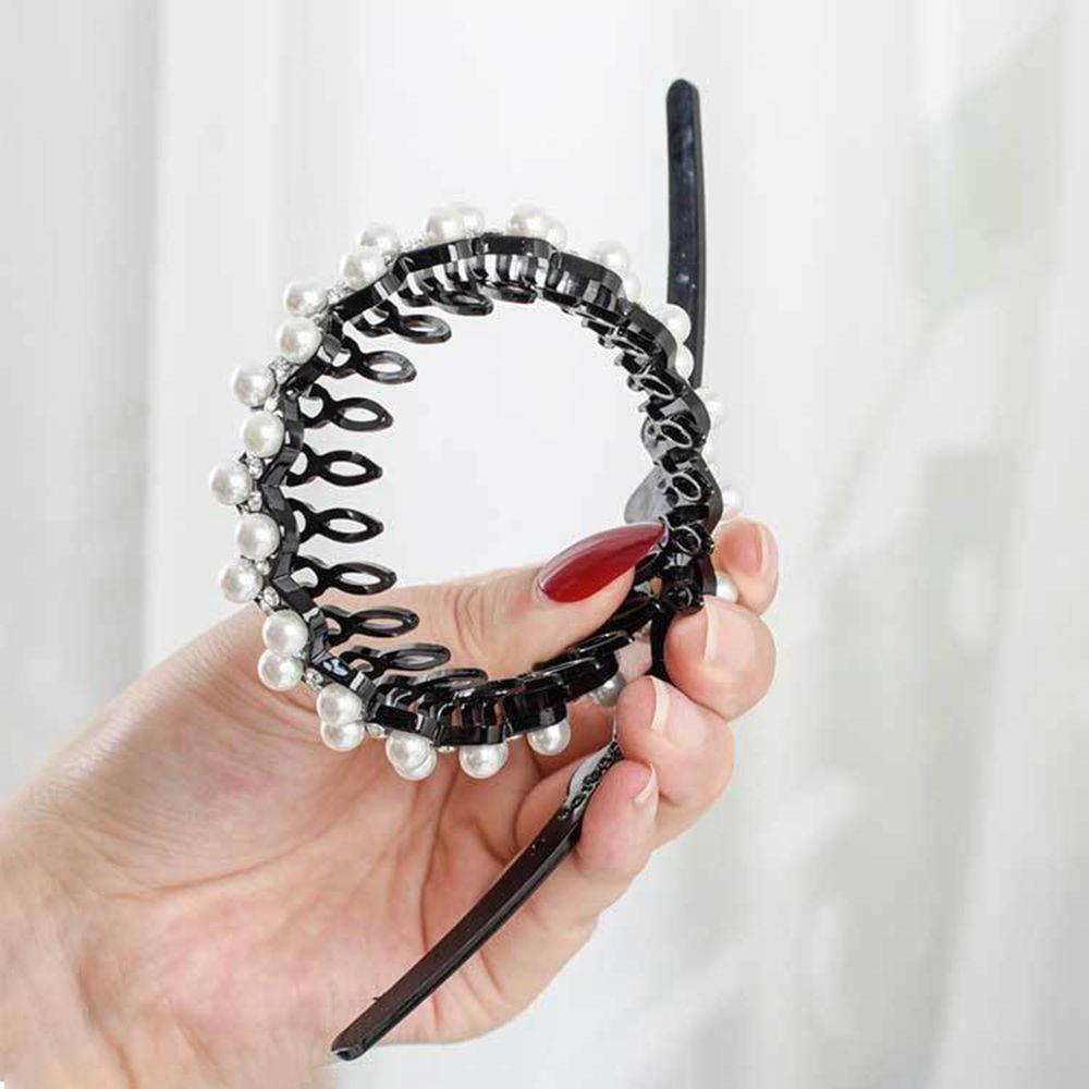 Wave Rhinestones with Gear Female Hairbands Korean Style Headwear Flower Hair Hoop Pearl Headband