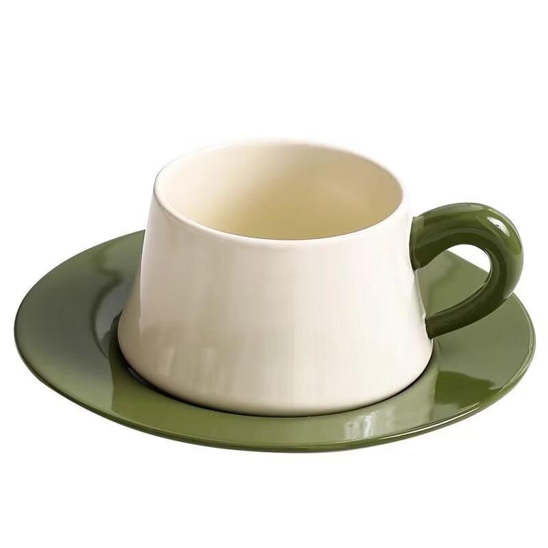TLXT Ceramic Coffee Cup and Saucer Set