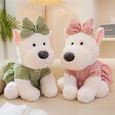 Floral Skirt West Highland Dog Plush Doll Sitting Scribbled Puppy Toy Children'S Day Gift Children'S Pet Dog